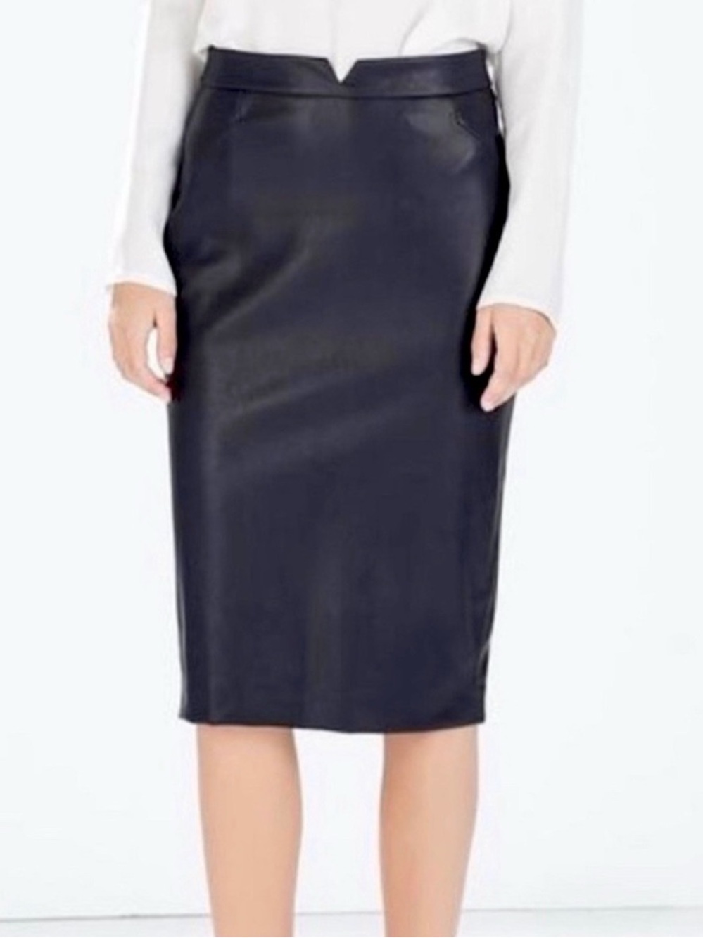 Zara Faux Leather Midi Skirt Sz. Small - Picture 2 of 8